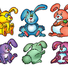 Персонажи "Цветные кролики"