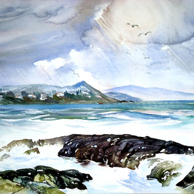 ,,Ирландское море,,Акварель.