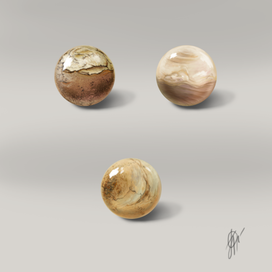 Пустынная яшма, полосчатая яшма и внизу яшма "Колохари"