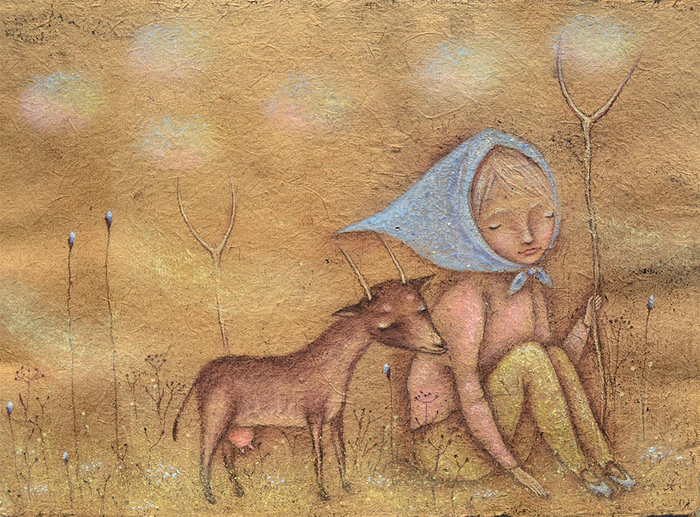 Пришла козочка рогатая