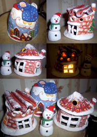 Новогодние подсвечники из глины