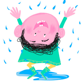 Малыш прыгает в луже