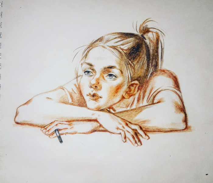 Набросок. Скучающая девочка