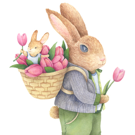 Тюльпаны для мамы зайчихи