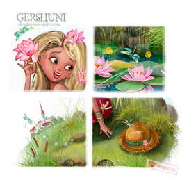 "В летний день" фрагменты иллюстрации.