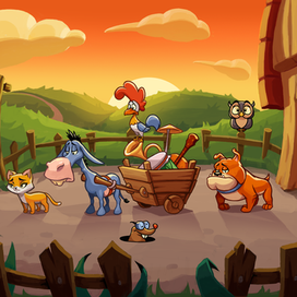 Графика для интерактивной книги Die Bremer Stadtmusikanten   