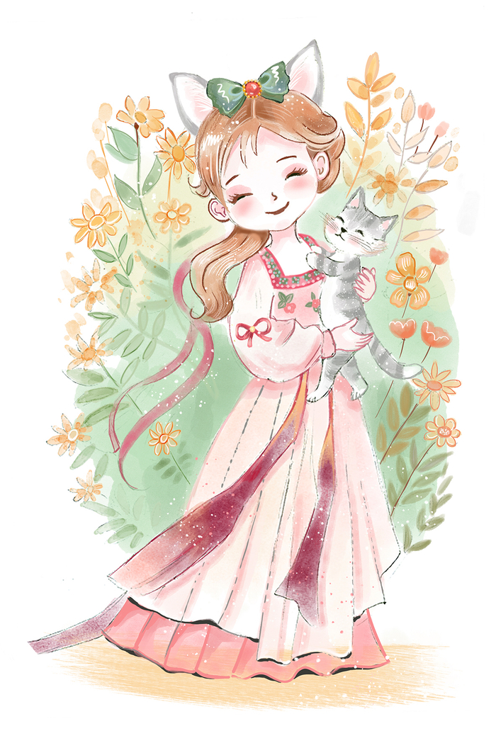 Девочка с котенком