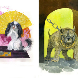 Собака: ласковая и злобная. Иллюстрация к книге Ю. Солодкина "Собаки"