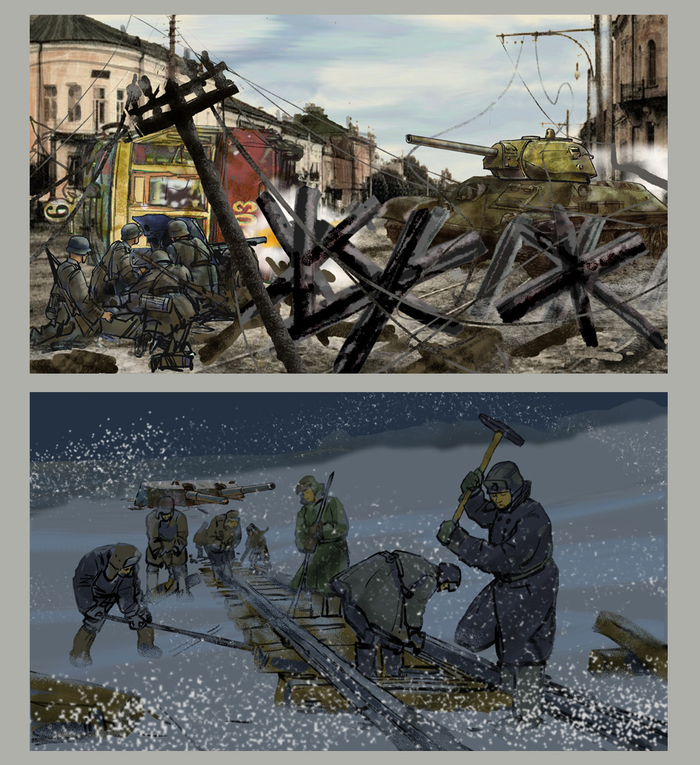 ВОВ.Т-34, укладка ЖД