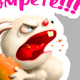 Стикер с злым зайчиком.