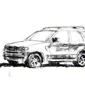 БМВ Х5 (синий) с левым литьем ждет очереди на паром