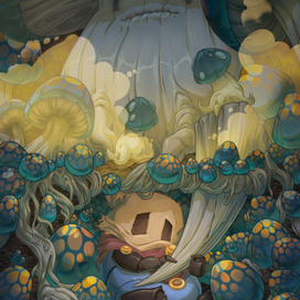 Hollow Knight — Cloth Hiding from Giant Mushrooms | Zine Illustration