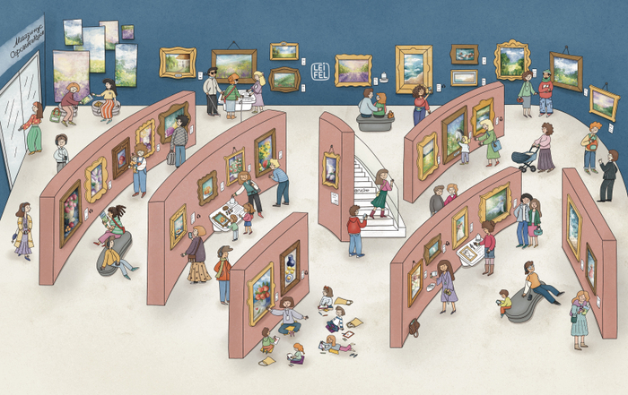 Иллюстрация из книги "Миша и Маруся в Музее русского импрессионизма"