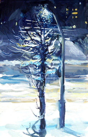 Night street in the winter