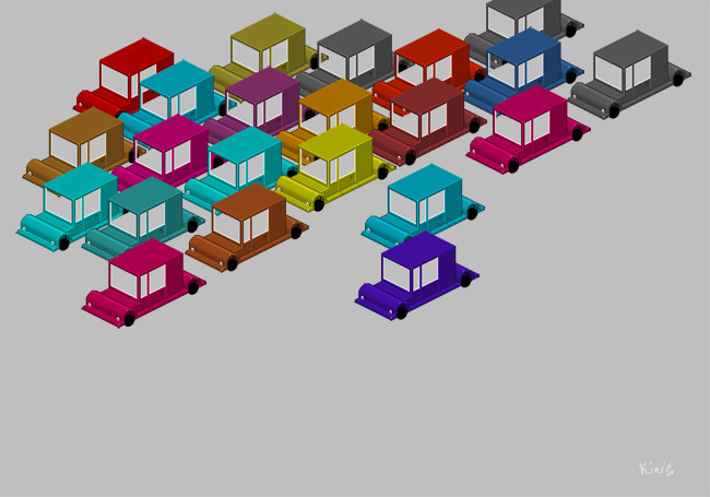 Пиксельные разноцветные автомобили