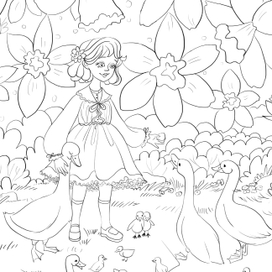 Раскраска по цветной иллюстрации