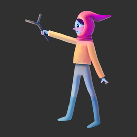 девочка с палкой