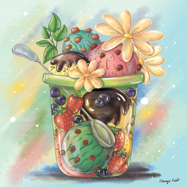 Мороженое и ромашки