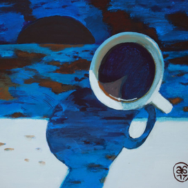 "Послеобеденный кофе". Из серии "Деревенское меню". 2017, холст на картоне., темпера, 20х30. продается