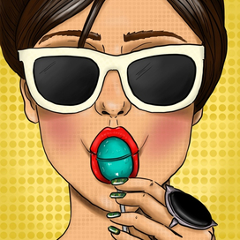 девушка с конфеткой