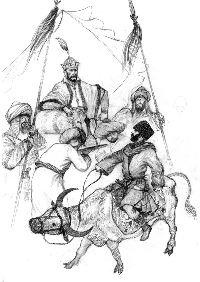 иллюстрация к притче "Как Габиб на быке к Тамерлану ходил"