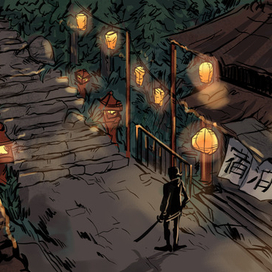 Концепт локации перед храмом в японском стиле