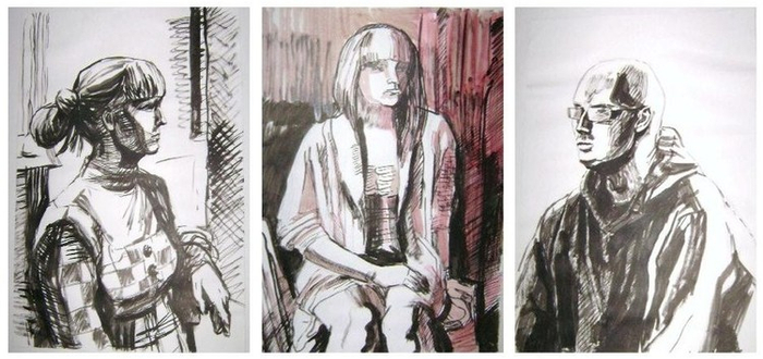 портреты тушью