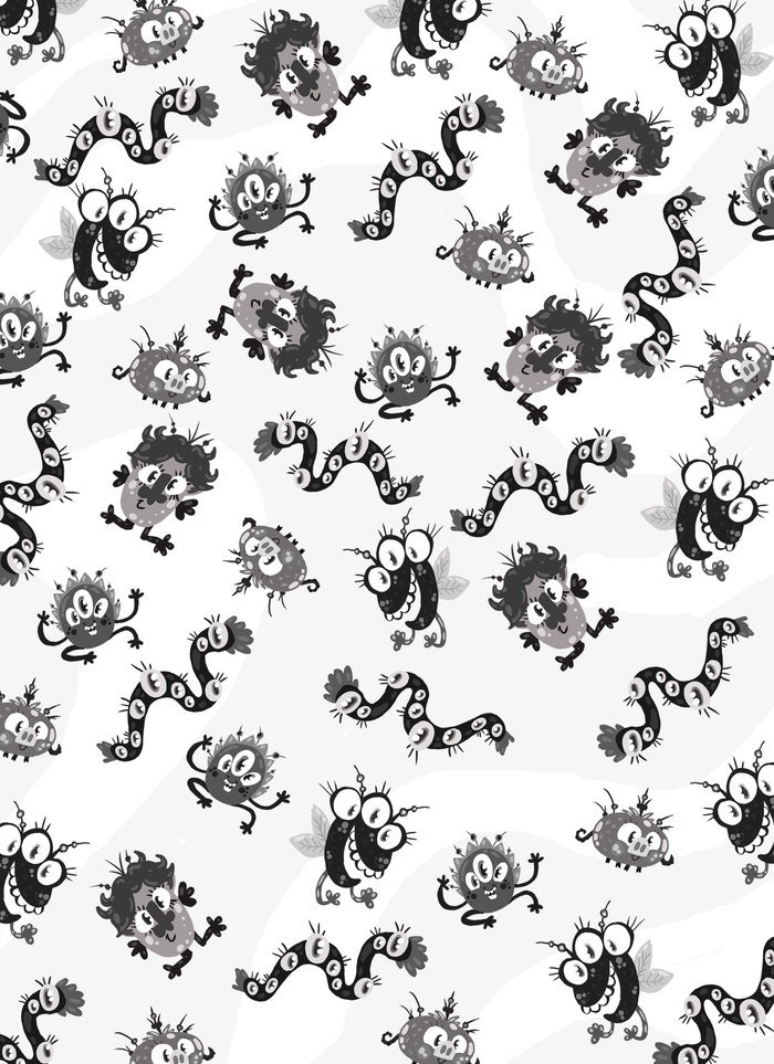 Паттерн на фон для блока к  детской книжка "Кошмарсики 2" изд "Клевер"