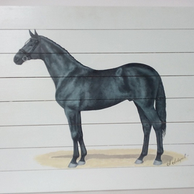 лошадь , картина на досках 