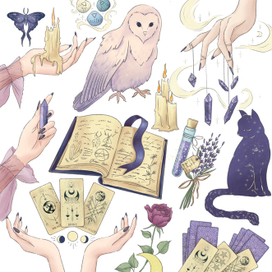 Стикеры для социальных сетей. Зеленая ведьма.