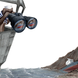 Иллюстрация к произедению Р. Баха "Хорьки-спасатели на море"