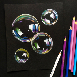 реалистичные пузыри карандашами