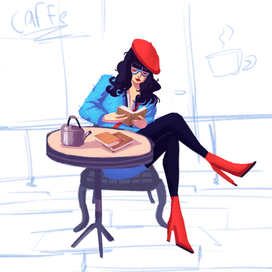 девушка в кофейне 