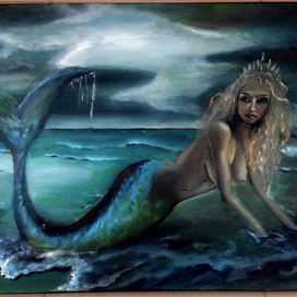 Русалка. 60 на 40 см. Работа в процессе.