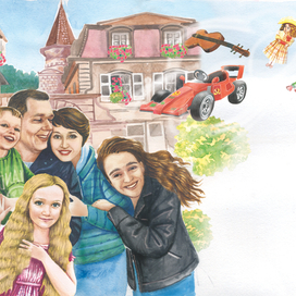  Иллюстрация для семейной книги с портретным сходством