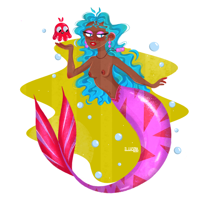 русалка с осьминогом