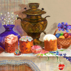 Пасхальный натюрморт с самоваром