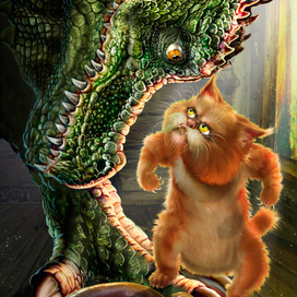 Обложка для книжки- Кот и Дракон