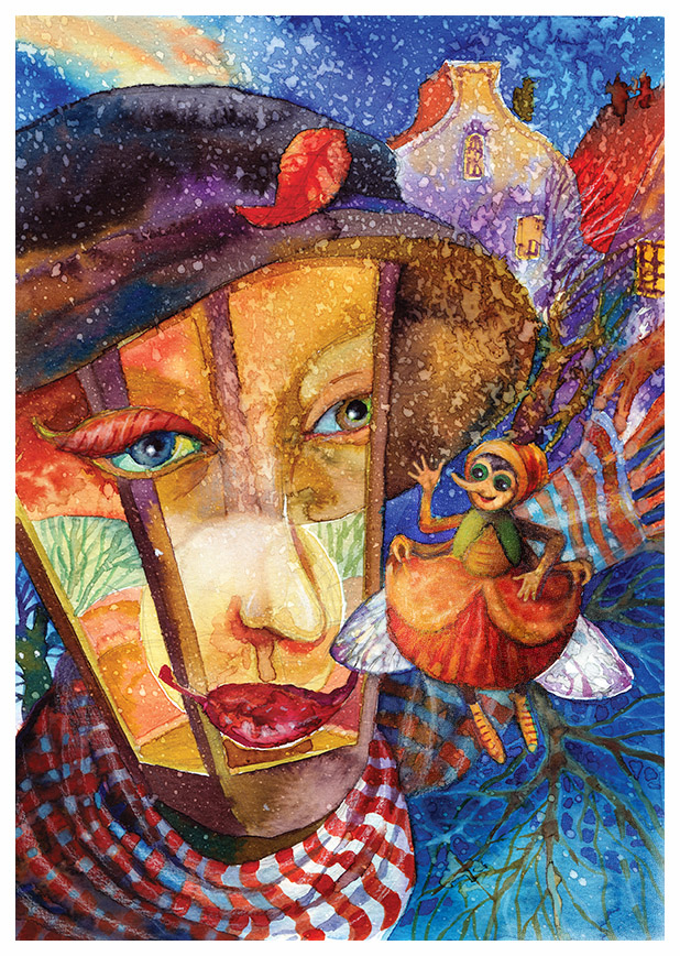 Иллюстрация для книги М. Лариковой "Стрекозиные крылышки". "Фонарь и Муха".