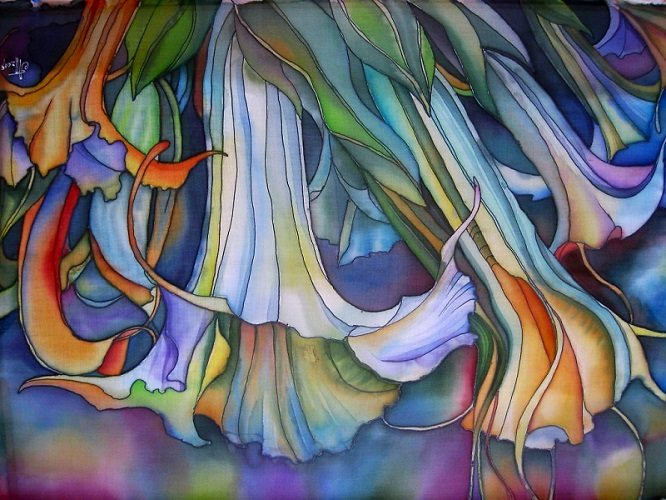 Сумеречные цветы. (батик)