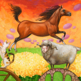 Ходить котик по лавочці, водить кішку за лапочки