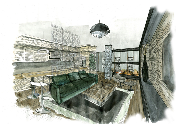 эскиз гостиной/кухни