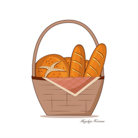 Векторная иллюстрация Корзина с хлебом