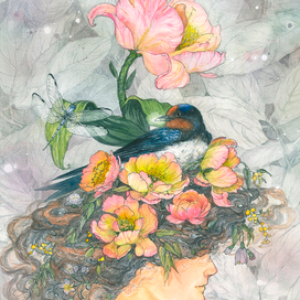 Иллюстрация к сказке "Дюймовочка"