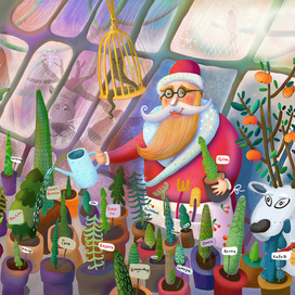 Поливаем елки))))