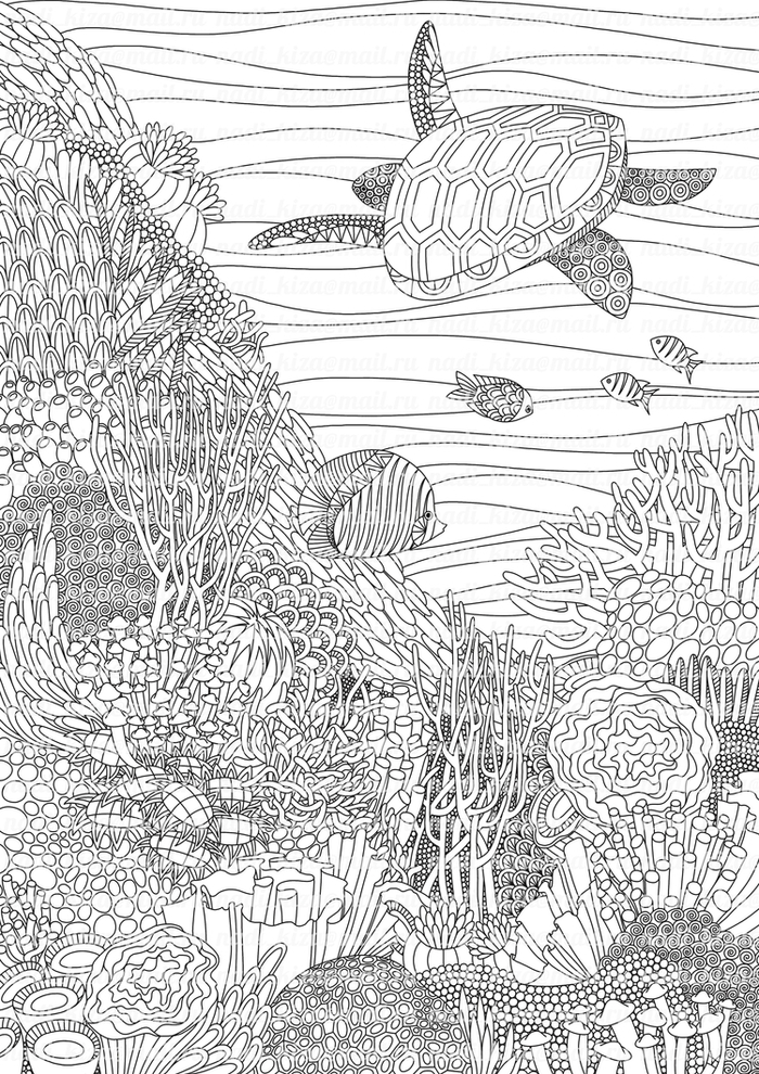 Антистресс раскраска Doodlereef