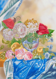 Натюрморт с цветами и фруктами