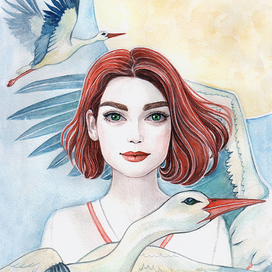 Девушка с волосами цвета заката