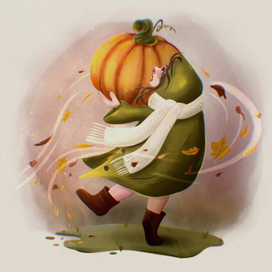 Иллюстрация Девочка с тыквой