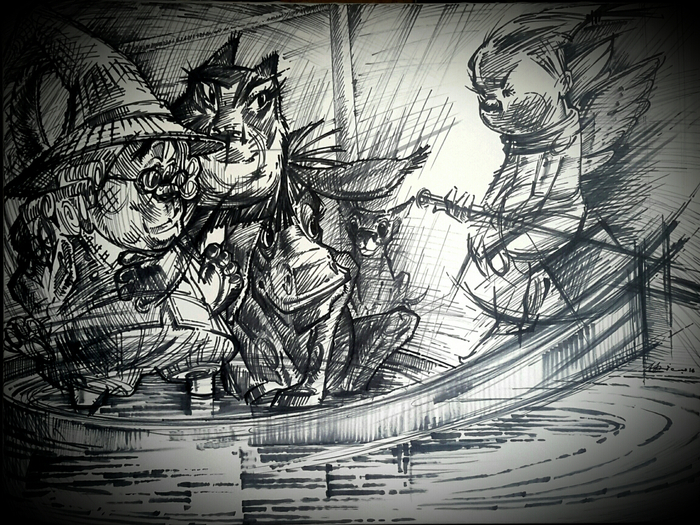 Пассажиры в лодке и рулевой